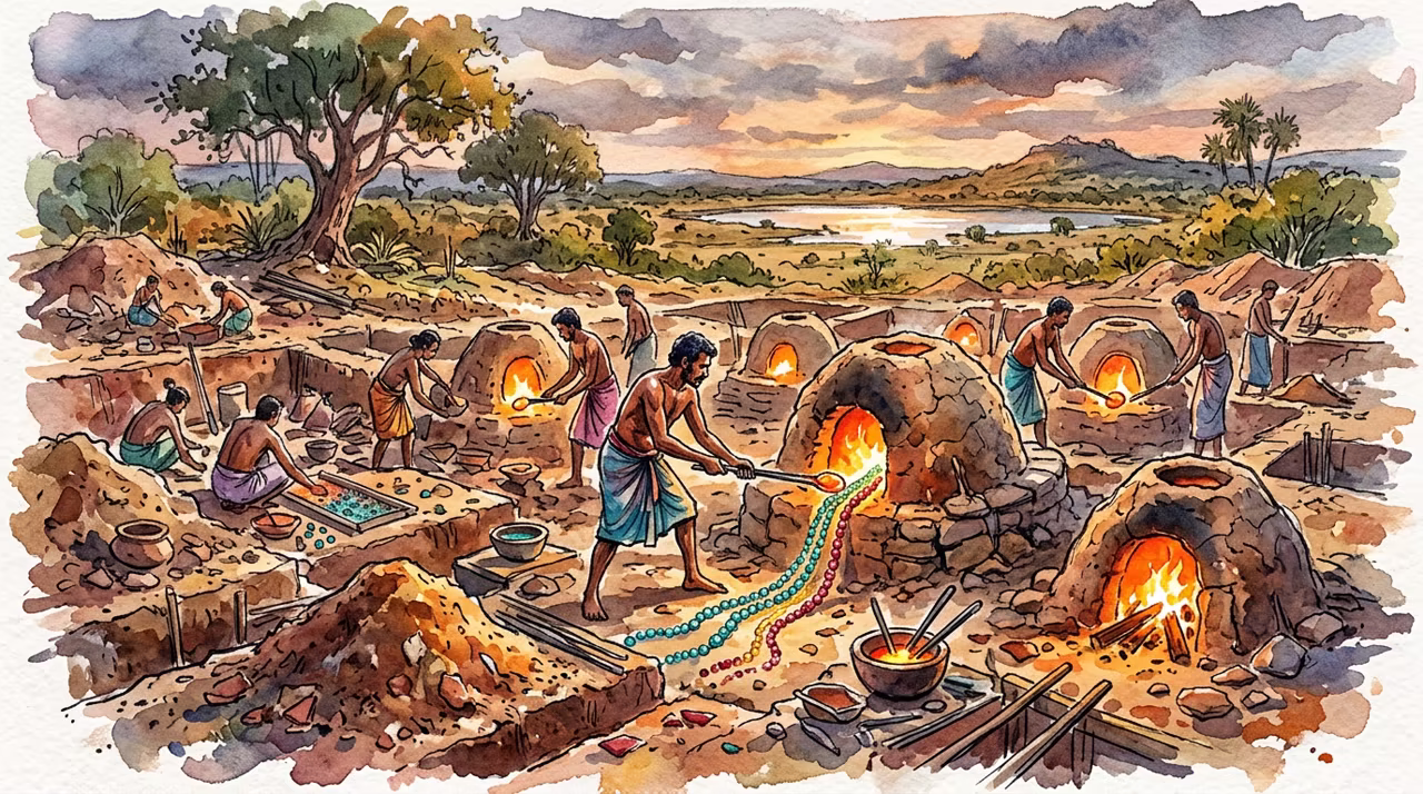Ancient Glass Bead Industrial Complex Discovered at Giribawa